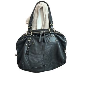 7 FOR ALL MANKIND black leather shoulder bag